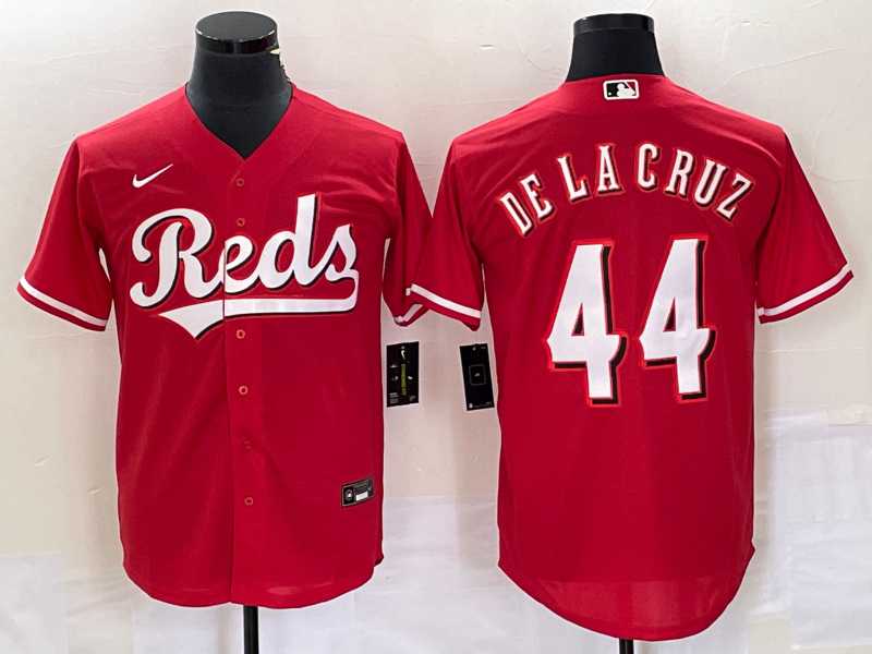 Mens Cincinnati Reds #44 Elly De La Cruz Red Cool Base Stitched Baseball Jersey 1->cincinnati reds->MLB Jersey